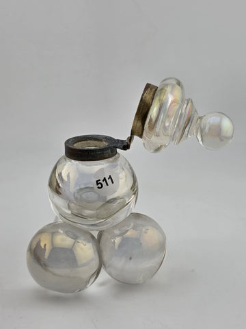 Antique 19th C Iridescent Glass Soap Bubble Inkwell Victorian Bohemia Harrach.