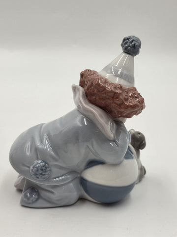 Lladro 5278 “Pierrot w/ Puppy & Ball" Kneeling Clown Dog Figurine Spain W Box