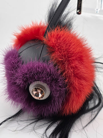 100% Authentic Beautiful Collectible FENDI purple/red BAG BUG handbag charm.