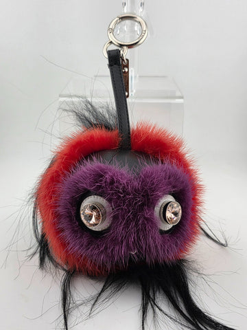100% Authentic Beautiful Collectible FENDI purple/red BAG BUG handbag charm.