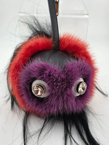 100% Authentic Beautiful Collectible FENDI purple/red BAG BUG handbag charm.
