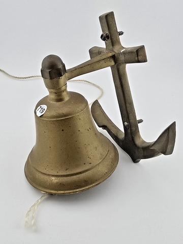 Vintage Solid Brass Ship Bell Wall Mount Anchor.  Front Doorbell. Kitchen Bell.
