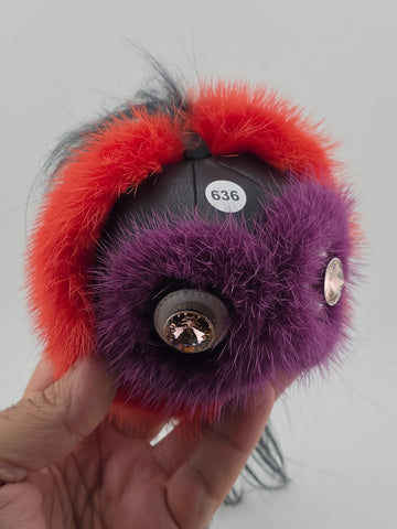100% Authentic Beautiful Collectible FENDI purple/red BAG BUG handbag charm.