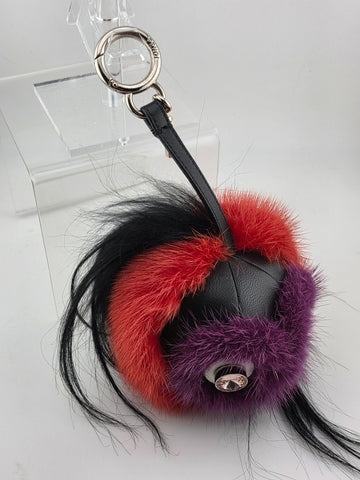 100% Authentic Beautiful Collectible FENDI purple/red BAG BUG handbag charm.