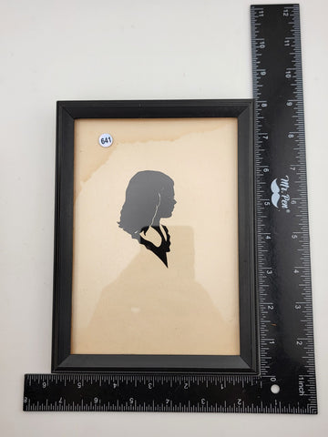 Rare Antique C 1920'S Pair Of Portrait Silhouette Of 2 Ladies In Black Frame.