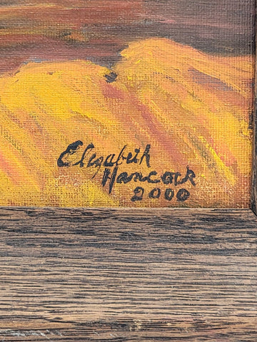 Vintage One Of Kind Hand Painted Oil On Canvas Painting Signed Elizabeth Hancock