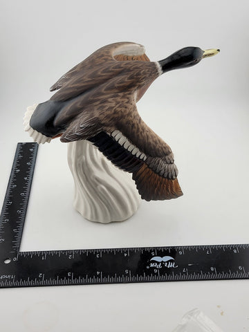 VINTAGE MID CENTURY C. MARTINO SPAIN BISQUE PORCELAIN DUCK ON FLY SCULPTURE