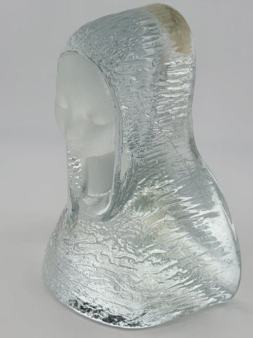 Vintage Viking Clear Frosted Textured Art Glass Virgin Mary Madonna Figurine