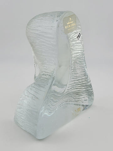 Vintage Viking Clear Frosted Textured Art Glass Virgin Mary Madonna Figurine