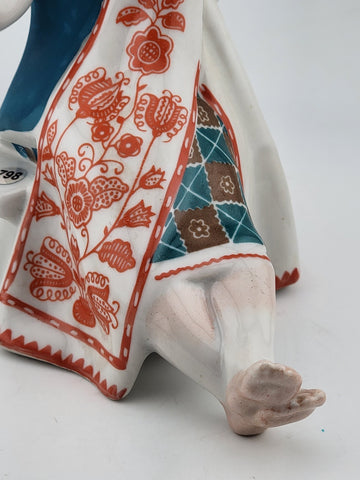 1960, Ukraine Porcelain sculpture "Ukrainian woman embroidery shawl", Kiev, RARE
