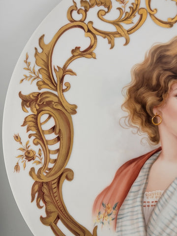 Exquisite Carol Scott Limoges Porcelain Hand-Painted & Gilded Flat Plate. 12 In.