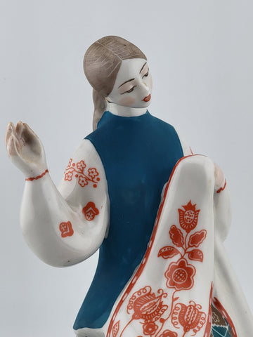 1960, Ukraine Porcelain sculpture "Ukrainian woman embroidery shawl", Kiev, RARE