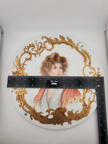 Exquisite Carol Scott Limoges Porcelain Hand-Painted & Gilded Flat Plate. 12 In.