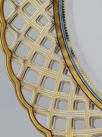 Antique Reticulated Porcelain Plate. Gilt Border Feature La Princess De Lamballe