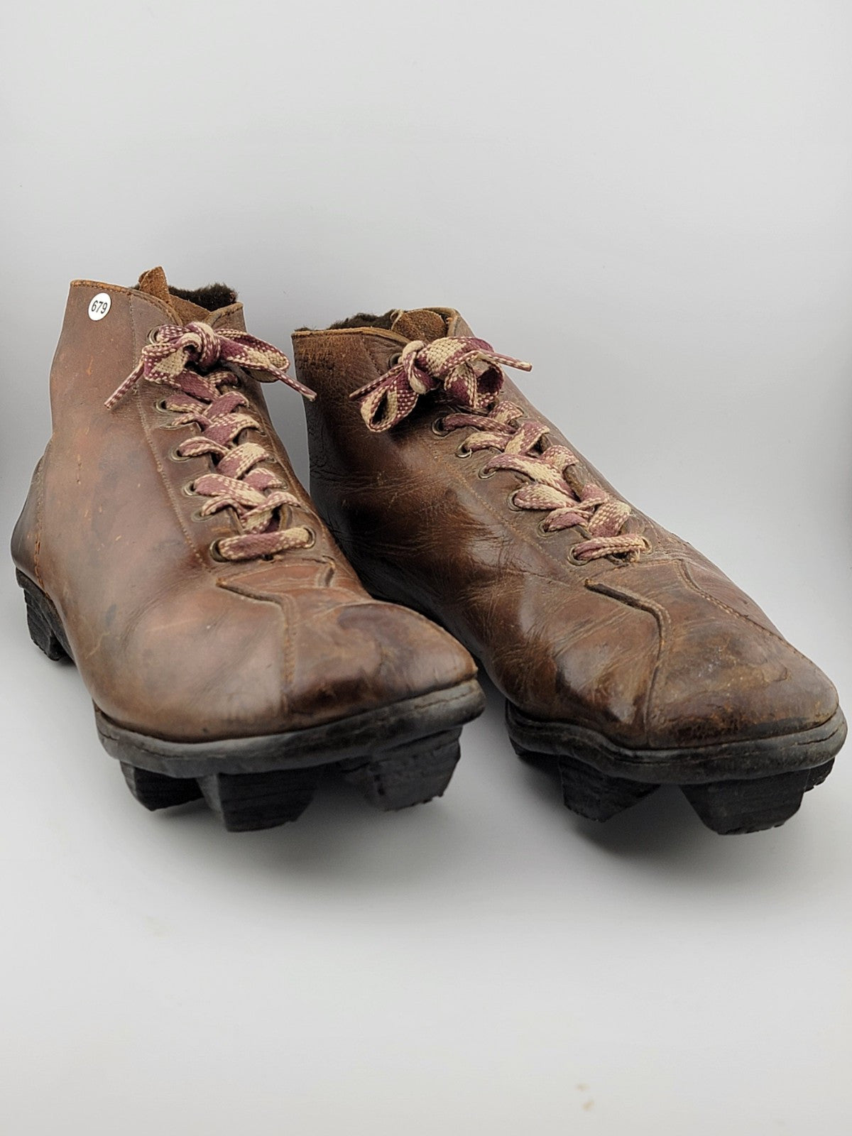 Antique 1920's Star Brand Football / Soccer Boots Brown Leather Shoes Cleats
