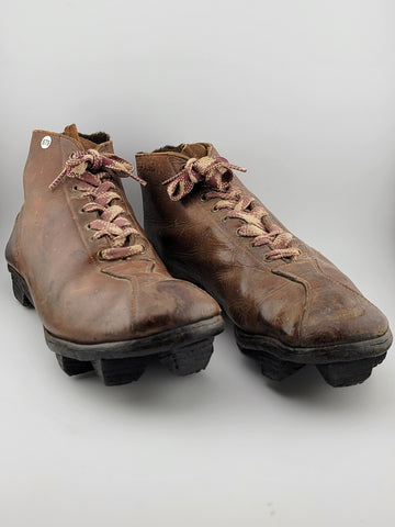 Antique 1920's Star Brand Football / Soccer Boots Brown Leather Shoes Cleats