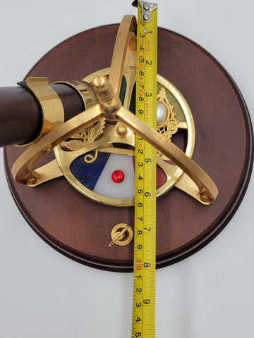 Vintage Kaleidoscope Wind Up Music Box Rotating Wood Brass Stained Jeweled Glass