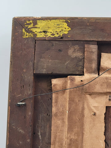 Rare 19th C Children Playing French Oil Painting Signed wood panel Guilded Frame