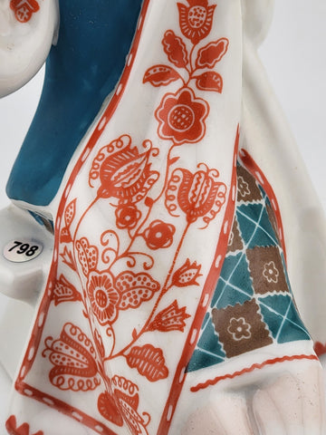 1960, Ukraine Porcelain sculpture "Ukrainian woman embroidery shawl", Kiev, RARE