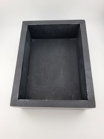 Rare Vintage Carved Heavy black marble jewelry box w Natural quartz cluster
