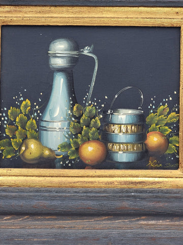 Nita Scott (1895-1965) Original still life oil painting of Fruit & Flagon W COA