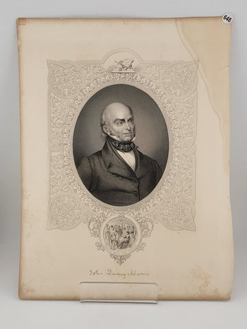 Original Antique 1860 John Adams. Engraving by J. Stephenson after J.S. Copley