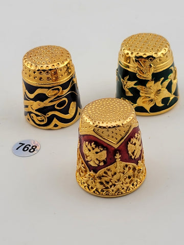 Vintage Edgar Berebi Limited 1st Edition Collection of 3 Enameled Thimbles