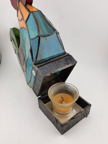 ROOSTER STAINED GLASS CANDLE HOLDER, Unique Votive Candle holder