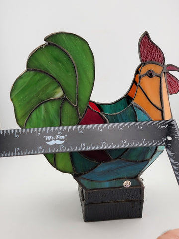 ROOSTER STAINED GLASS CANDLE HOLDER, Unique Votive Candle holder