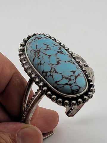 Antique Original Native America Navajo huge Natural Turquoise Silverplate Bangle