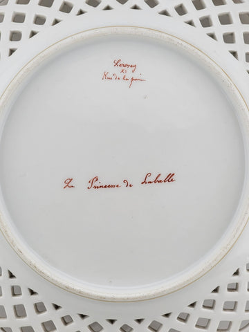 Antique Reticulated Porcelain Plate. Gilt Border Feature La Princess De Lamballe