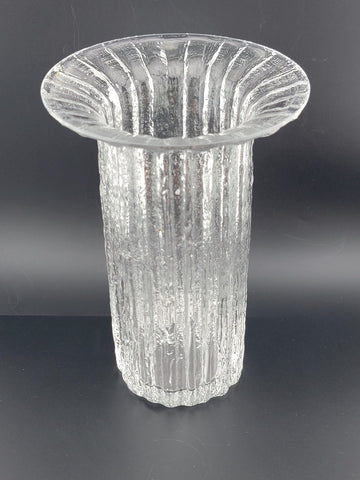 Rare Iittala Finland Crystal Vertica Vase designed by Timo Sarpaneva. Signed.