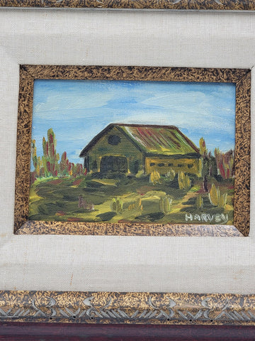 Vintage One Of Kind Hand Painted Oil On Canvas Painting Signed By Artist Harvey.