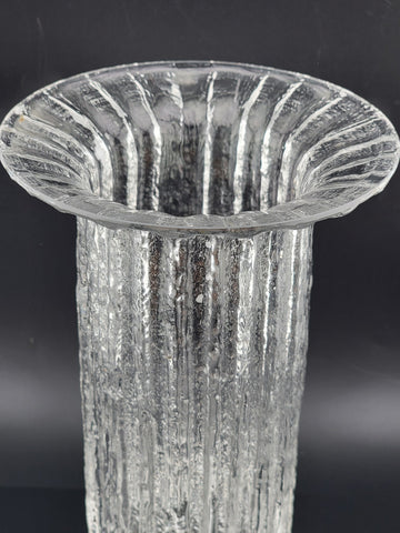 Rare Iittala Finland Crystal Vertica Vase designed by Timo Sarpaneva. Signed.
