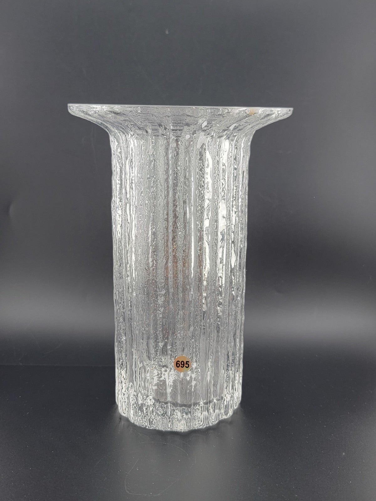 Rare Iittala Finland Crystal Vertica Vase designed by Timo Sarpaneva. Signed.