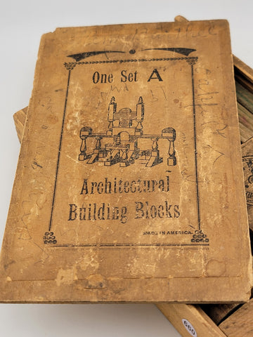 Antique Set Of Architectural Building Blocks "One Set A" C 1890. Made In USA.