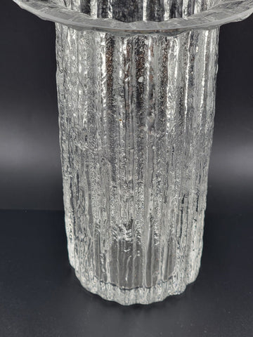 Rare Iittala Finland Crystal Vertica Vase designed by Timo Sarpaneva. Signed.