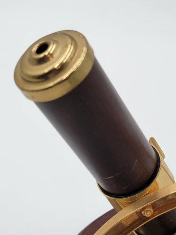 Vintage Kaleidoscope Wind Up Music Box Rotating Wood Brass Stained Jeweled Glass