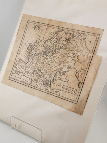Rare Antique Original 1843 Miniature Map Of Europe. Approx 5 7/8" x 7 3/8.