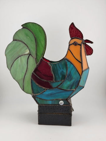 ROOSTER STAINED GLASS CANDLE HOLDER, Unique Votive Candle holder