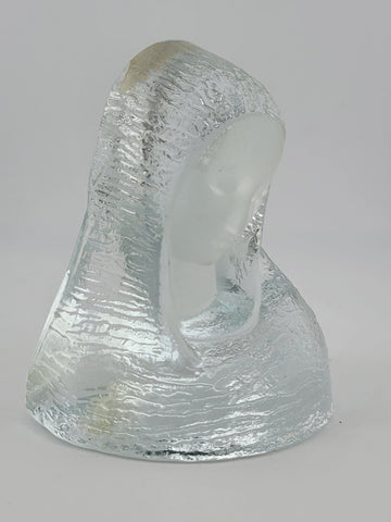 Vintage Viking Clear Frosted Textured Art Glass Virgin Mary Madonna Figurine