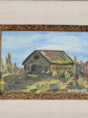 Vintage One Of Kind Hand Painted Oil On Canvas Painting Signed By Artist Harvey.
