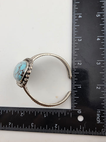 Antique Original Native America Navajo huge Natural Turquoise Silverplate Bangle