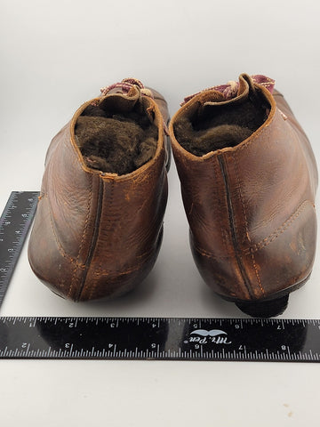 Antique 1920's Star Brand Football / Soccer Boots Brown Leather Shoes Cleats