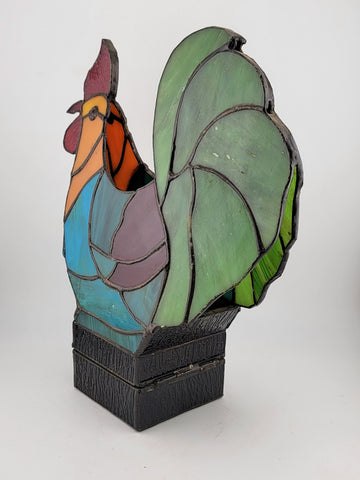 ROOSTER STAINED GLASS CANDLE HOLDER, Unique Votive Candle holder