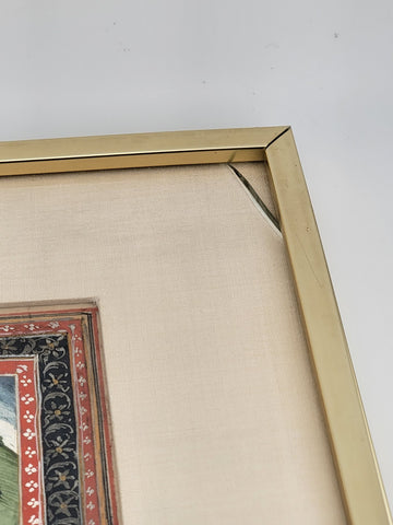 Antique Hand Painted Indian Framed Watercolor & Gold Leaf on Paper Shepards.