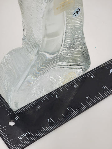 Vintage Viking Clear Frosted Textured Art Glass Virgin Mary Madonna Figurine