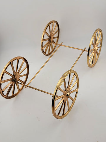 Rare Antique OOAK Large Purple Porcelain Horse Carrige Cart W Golden Wheels.