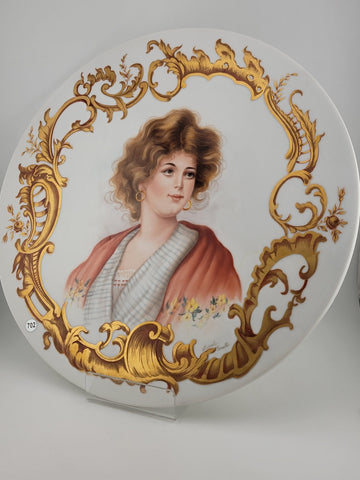 Exquisite Carol Scott Limoges Porcelain Hand-Painted & Gilded Flat Plate. 12 In.