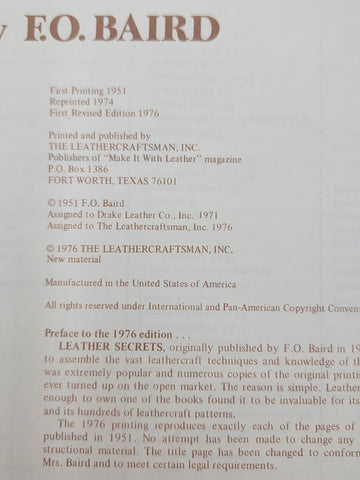 Rate Leather  Secrets By F.O. Baird-Vintage 1976 Leather Crafte’s Reference Book